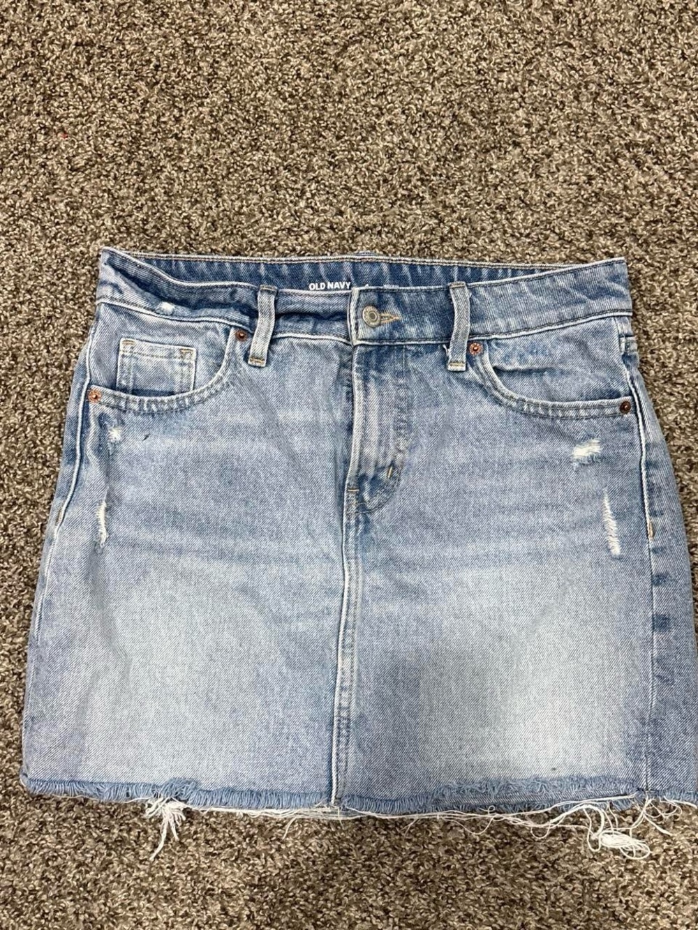 Old Navy Light Wash Denim Mini Skirt with Frayed Hem